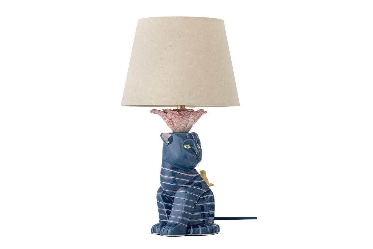 Tafellamp Liora – handgeschilderd steengoed in Blauw, decoratief designobject
