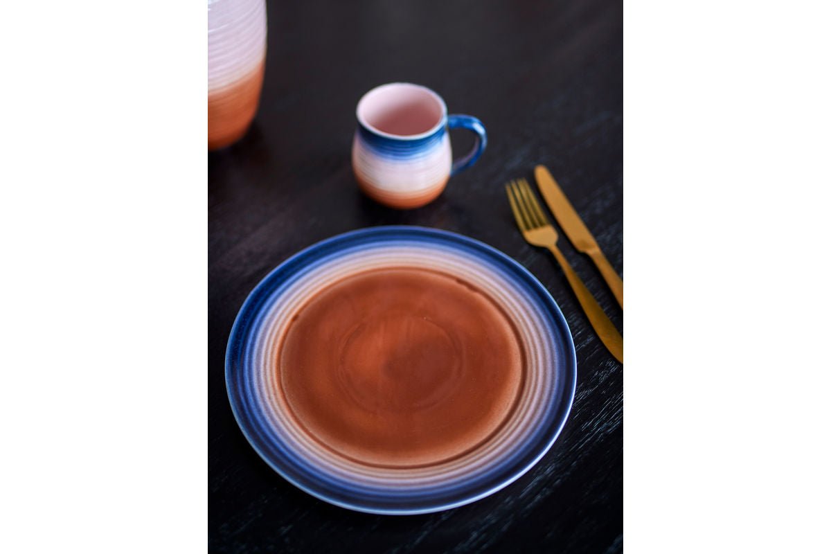 Teller Morano – Set van 4 dinerborden van steengoed in warme kleurverlopen