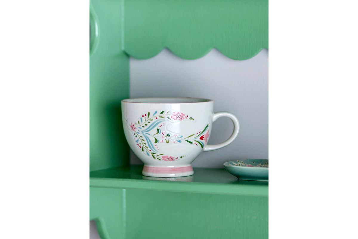 Becher-Set Lunelle – met de hand beschilderd aardewerk met bloemmotieven (set van 4)