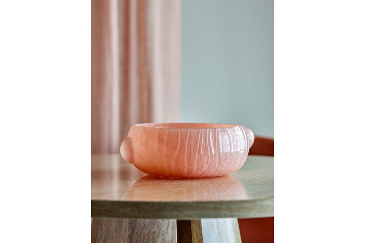 Schaal Marli – handgemaakte glazen schaal in zacht Roze