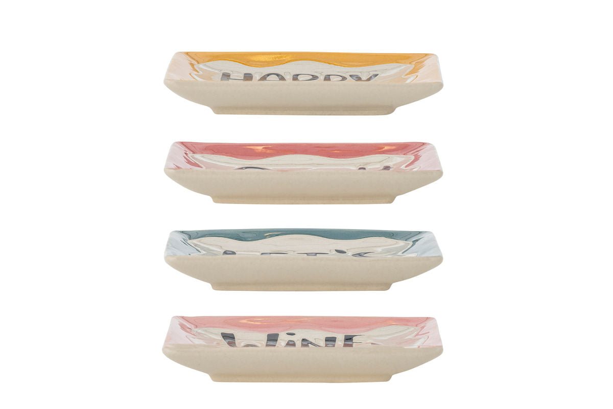 Teller Liora – handgeschilderd steengoedset (4-delig) met opschrift