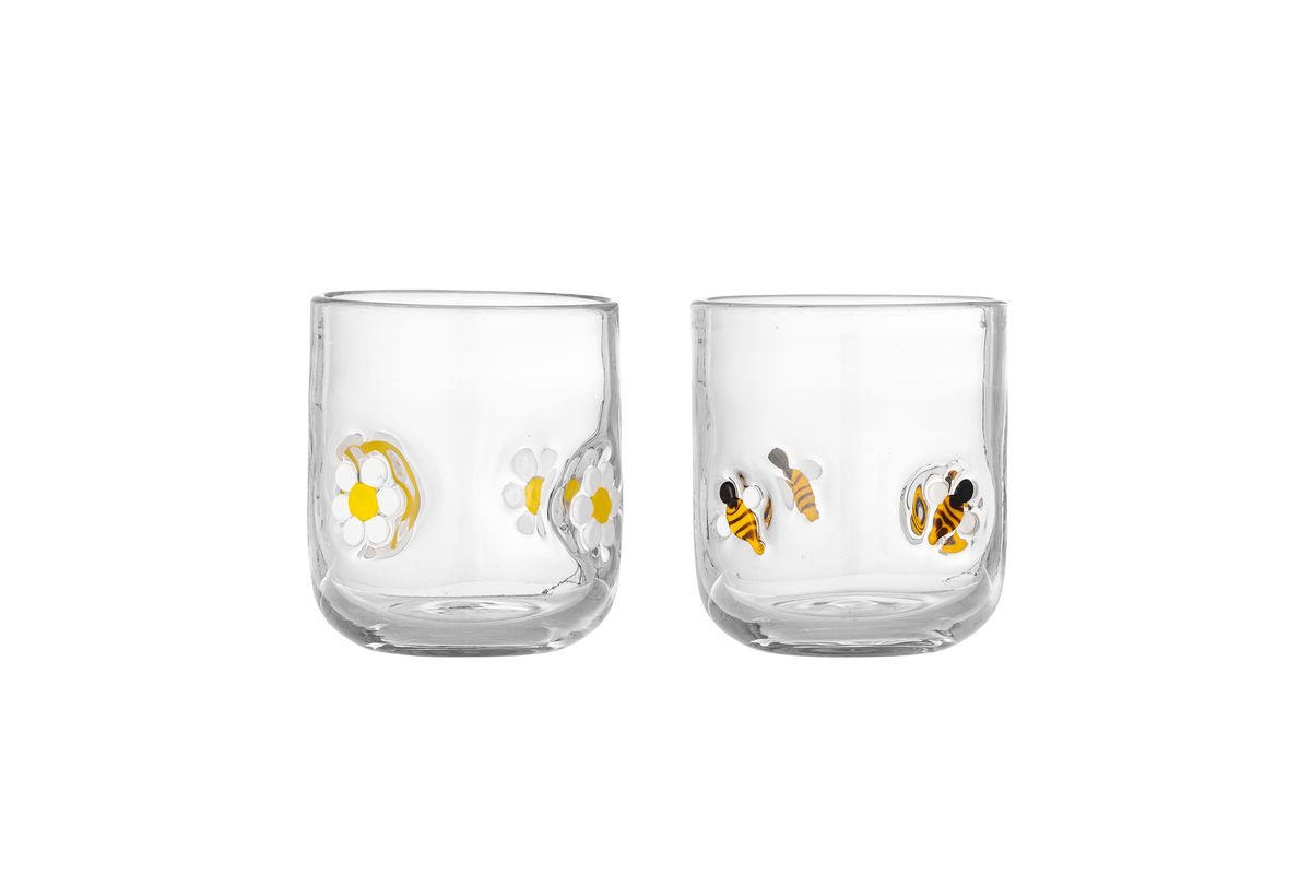 Drinkglas Mellia – Helder glas met florale reliëfdetails (set van 2)