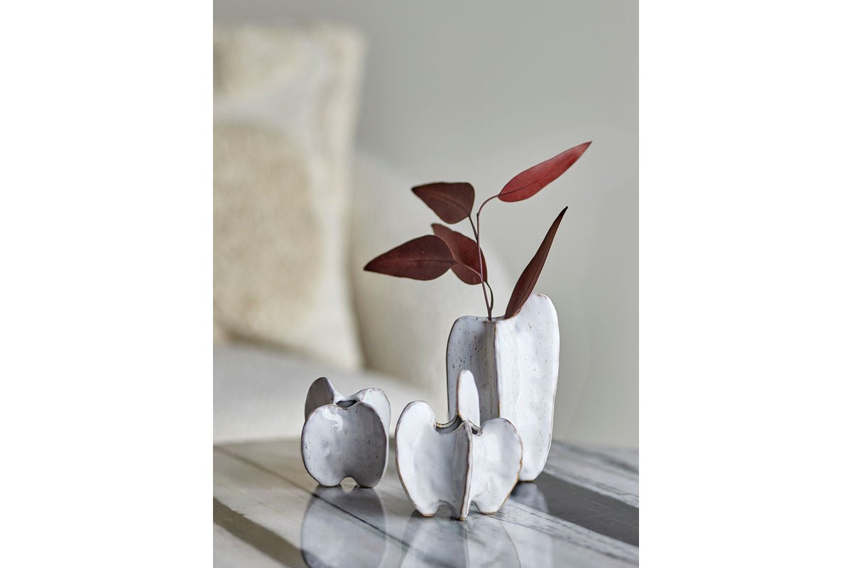 3-delige set vaas Lela - Wit, van steengoed