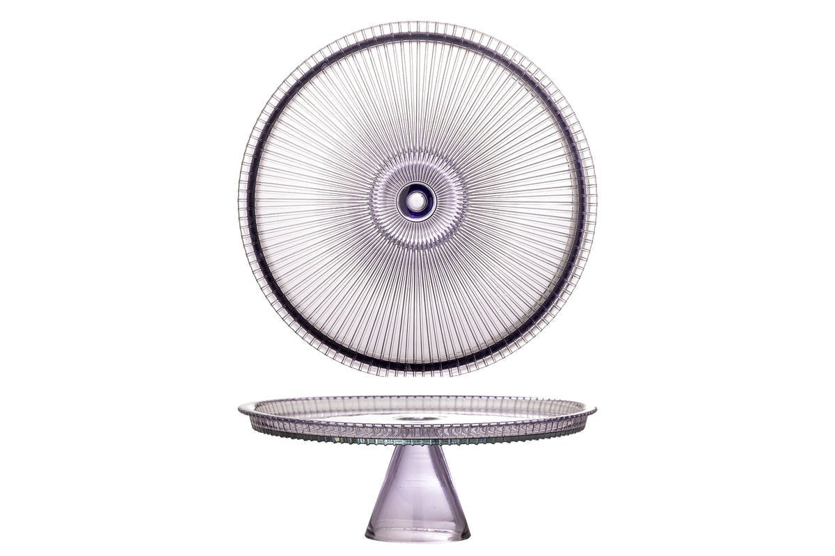 Kuchenteller Liréa met glazen stolp – kleurverloop met fijne ribbelstructuur