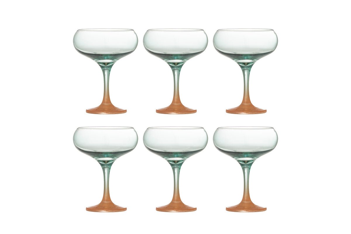 Cocktailglazen Ozeana – glazen met subtiele amber- en turquoise accenten (set van 6)