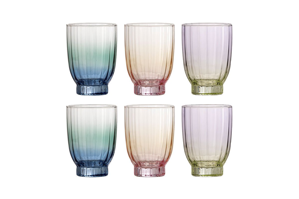 Drinkglazen Rainbow – elegant geribbeld design (set van 6)