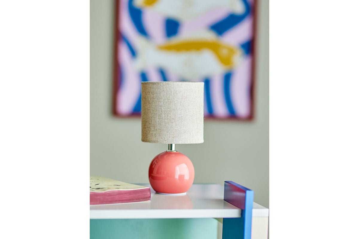 Tafellamp Elara – steengoed in Roze, elegant designobject