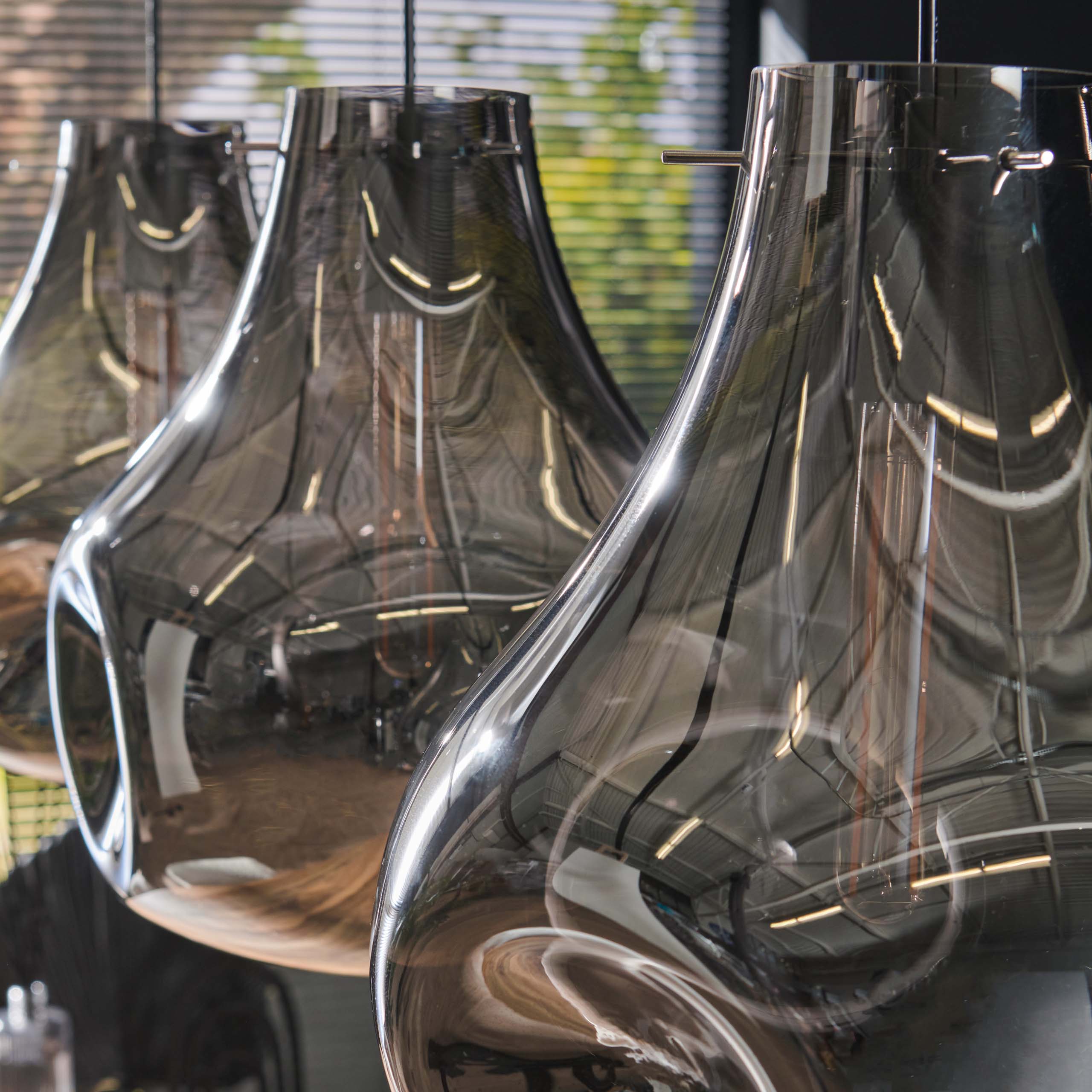 Hanglamp „Castellio“ – 3 lampen met chroomafwerking en zwarte metalen armatuur