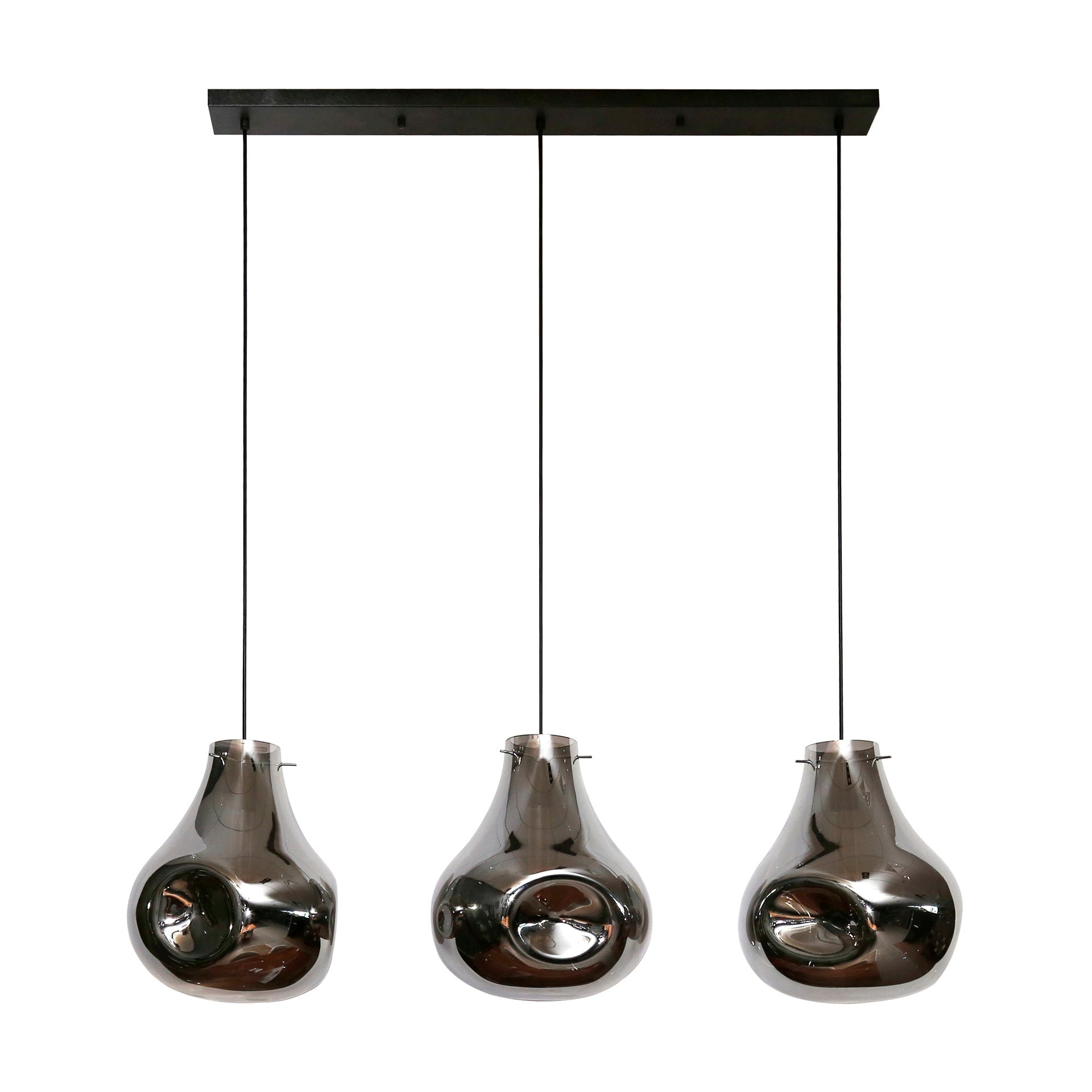 Hanglamp „Castellio“ – 3 lampen met chroomafwerking en zwarte metalen armatuur
