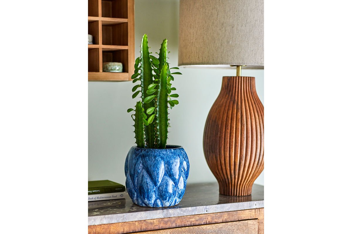 Bloempot Mareva – Reactieve glazuur in diep Blauw