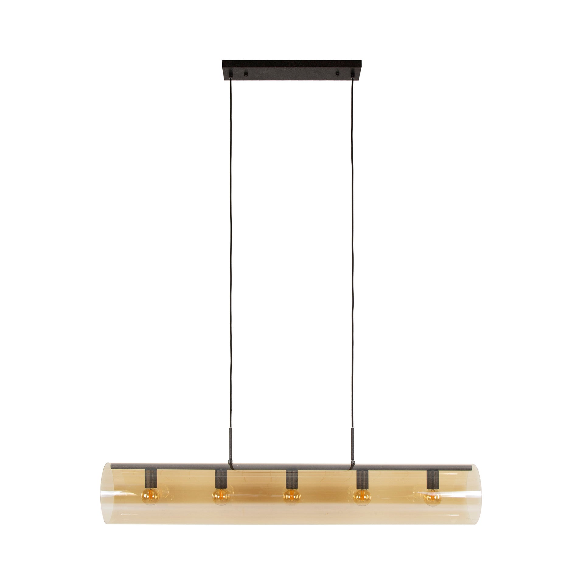 Hanglamp „Solvira“ – Met 5 lampen in horizontaal Tube-Amberglas ontwerp