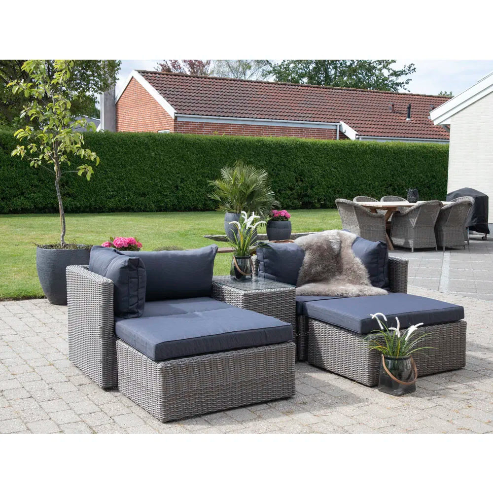 Garten Lounge Set Livorno Grau aus Polyrattan