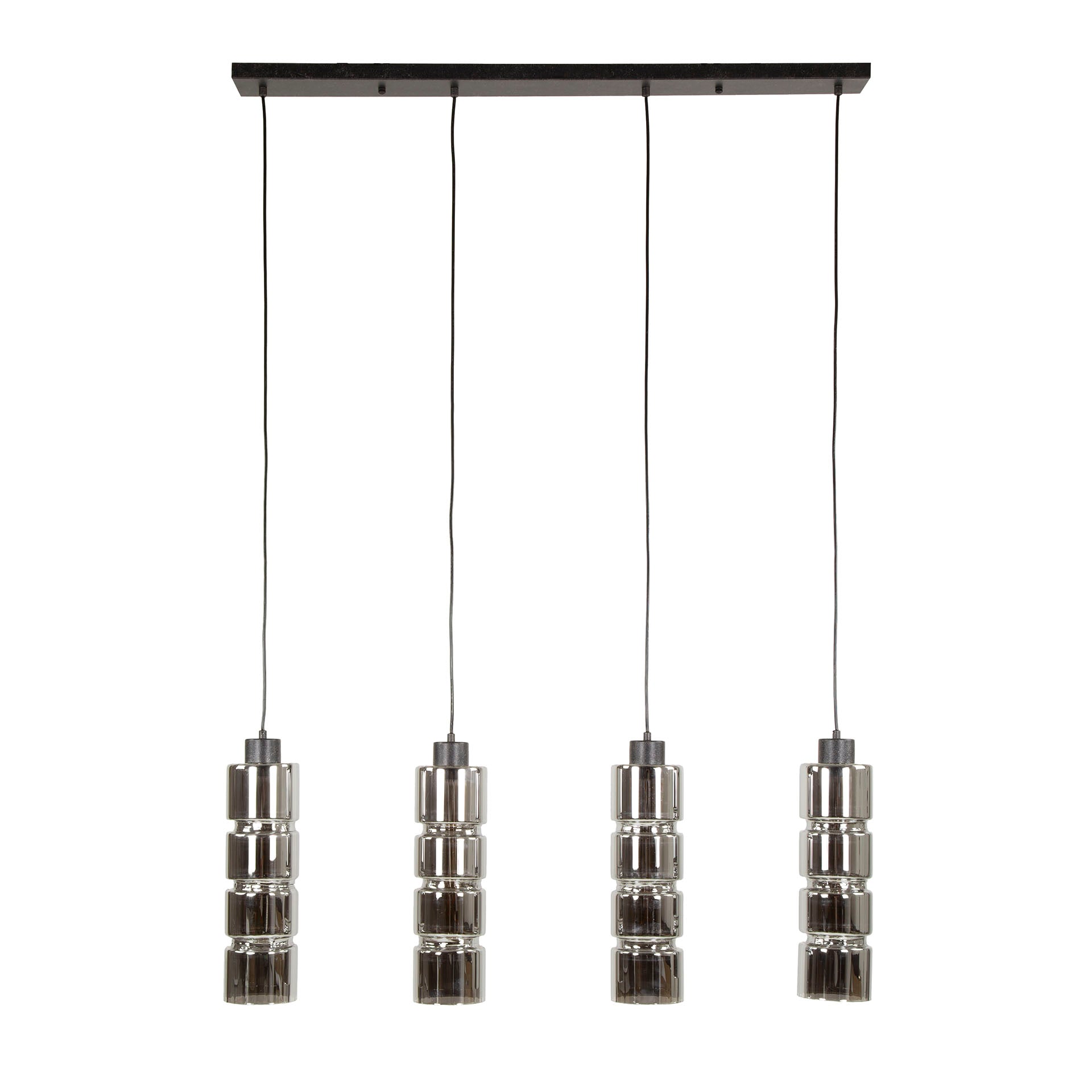 Hanglamp „Navaro“ – 4 lampen met verchroomde glazen kappen in cilindervorm