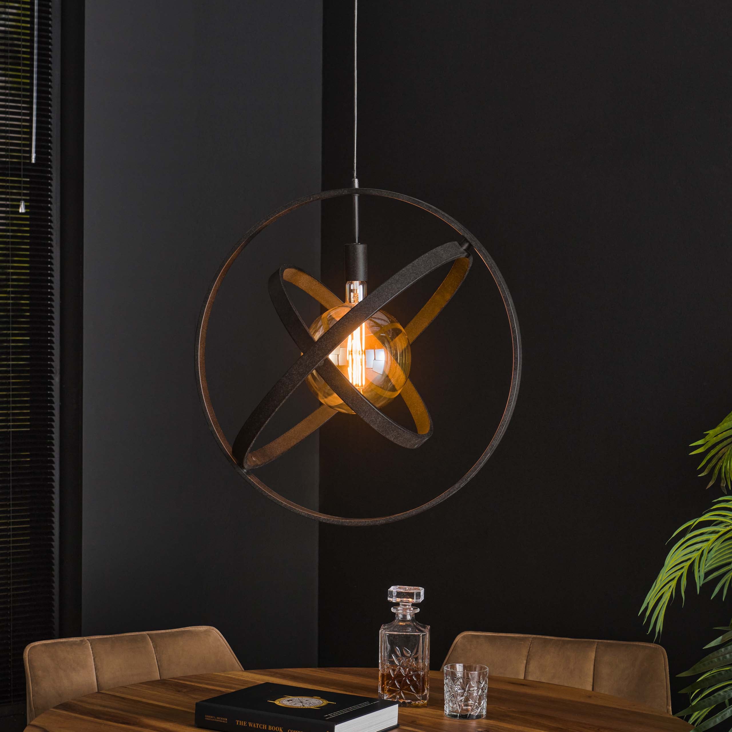Hanglamp „Orvion“ – 1 lamp met bolvormig ontwerp van Metaal in Zwart