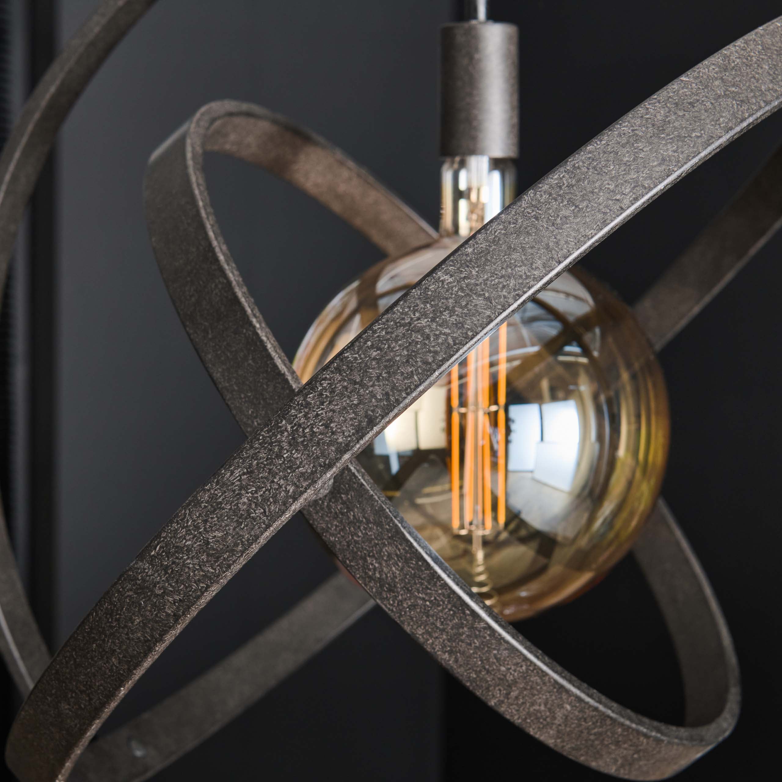 Hanglamp „Orvion“ – 1 lamp met bolvormig ontwerp van Metaal in Zwart