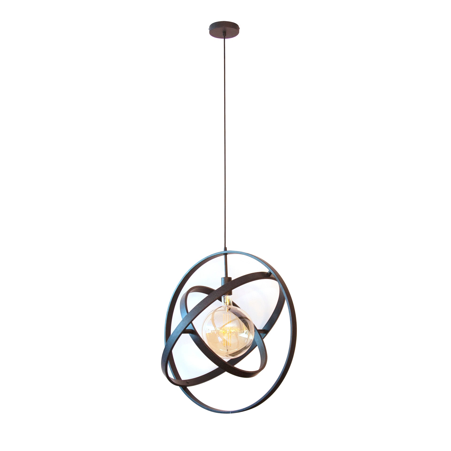 Hanglamp „Orvion“ – 1 lamp met bolvormig ontwerp van Metaal in Zwart
