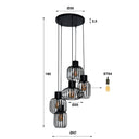 Hanglamp Valeris - Gelaagd met 5 lampen van antracietkleurig metaalgaas