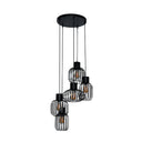 Hanglamp Valeris - Gelaagd met 5 lampen van antracietkleurig metaalgaas