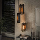 Hanglamp Evelis - Gelaagd met 3 lampen met draaibare raster-lampenkappen