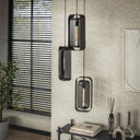Hanglamp Evelis - Gelaagd met 3 lampen met draaibare raster-lampenkappen