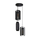 Hanglamp Evelis - Gelaagd met 3 lampen met draaibare raster-lampenkappen