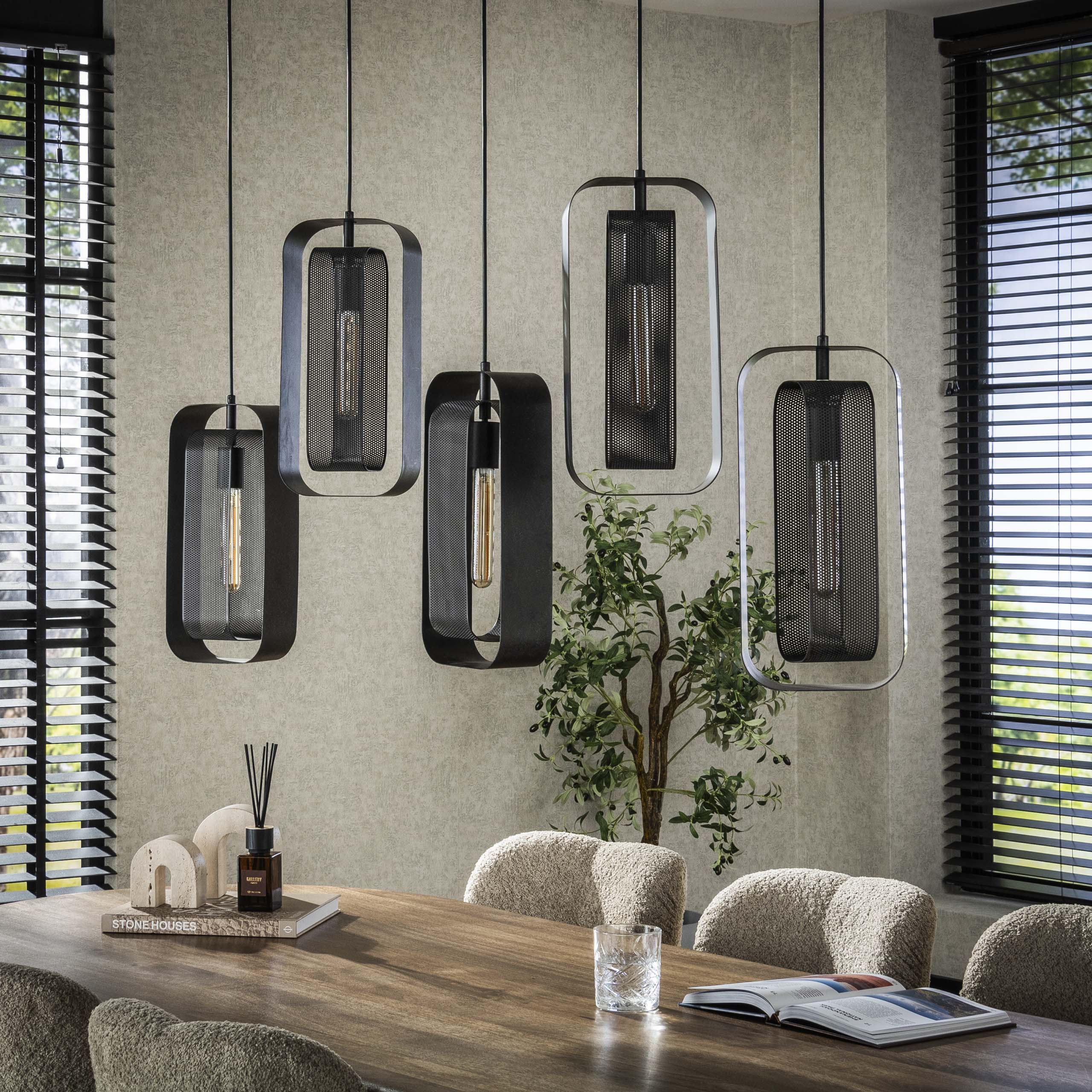 Hanglamp „Venalis“ – 5 lampen met draaibare roosterlampenkappen en individueel in hoogte verstelbaar