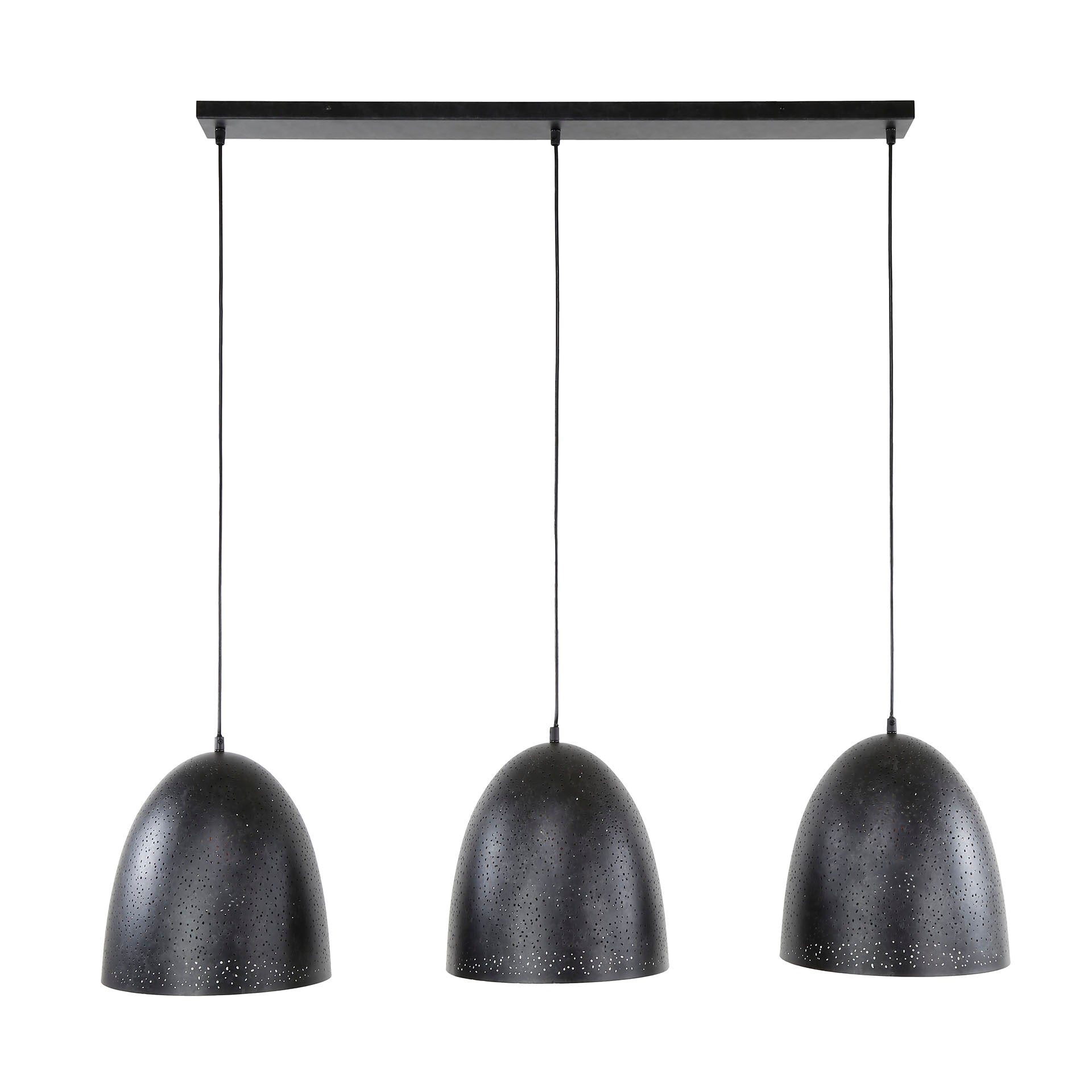 Hanglamp „Aliora“ – Met 3 lampen in donkergrijze klokvorm in mesh-design
