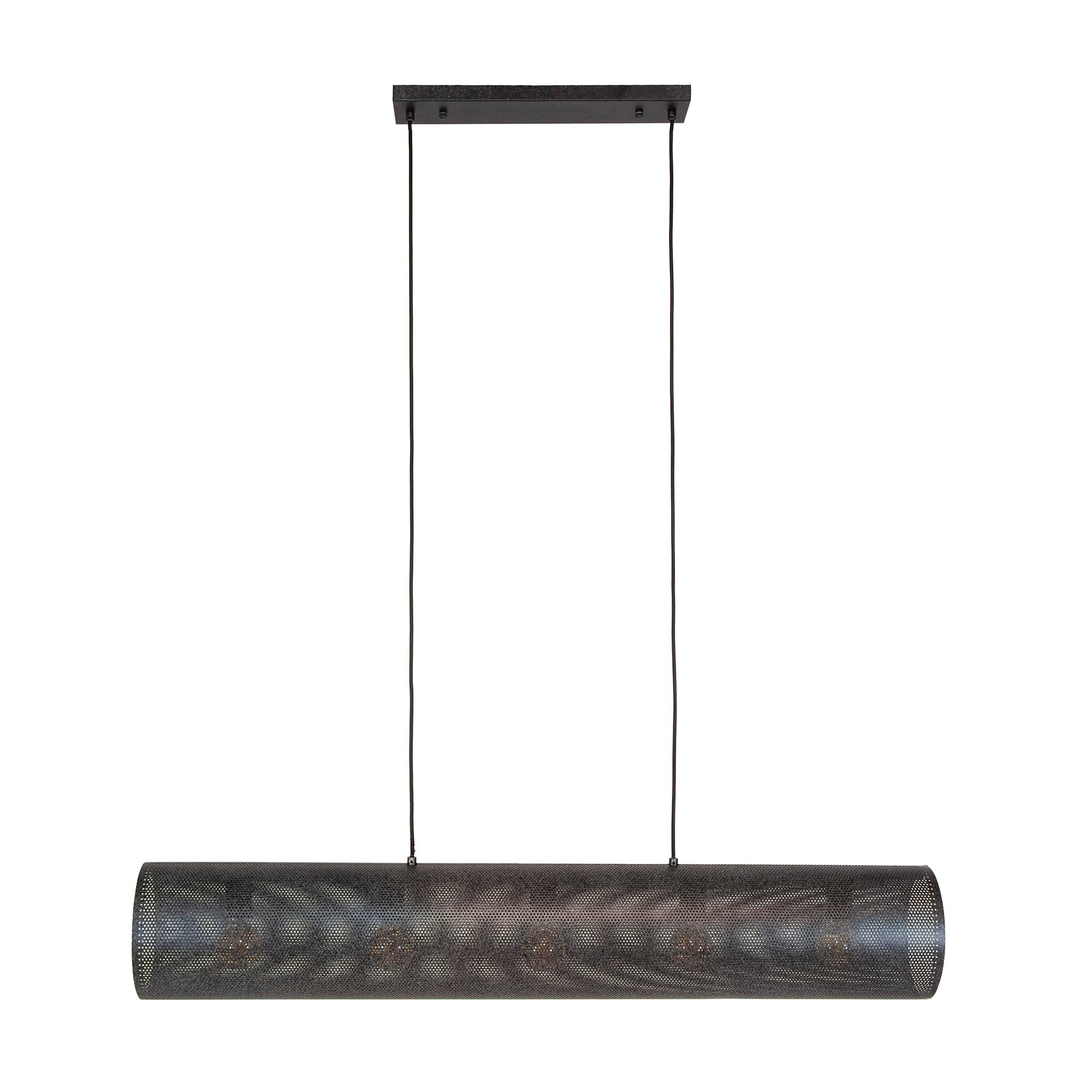 Hanglamp „Nerissa“ – Met 5 lampen in horizontaal buisgaasdesign in Zwart