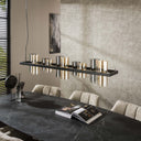 Hanglamp "Calivon – 10 cilindrische glazen kappen in amber- en chroomlook