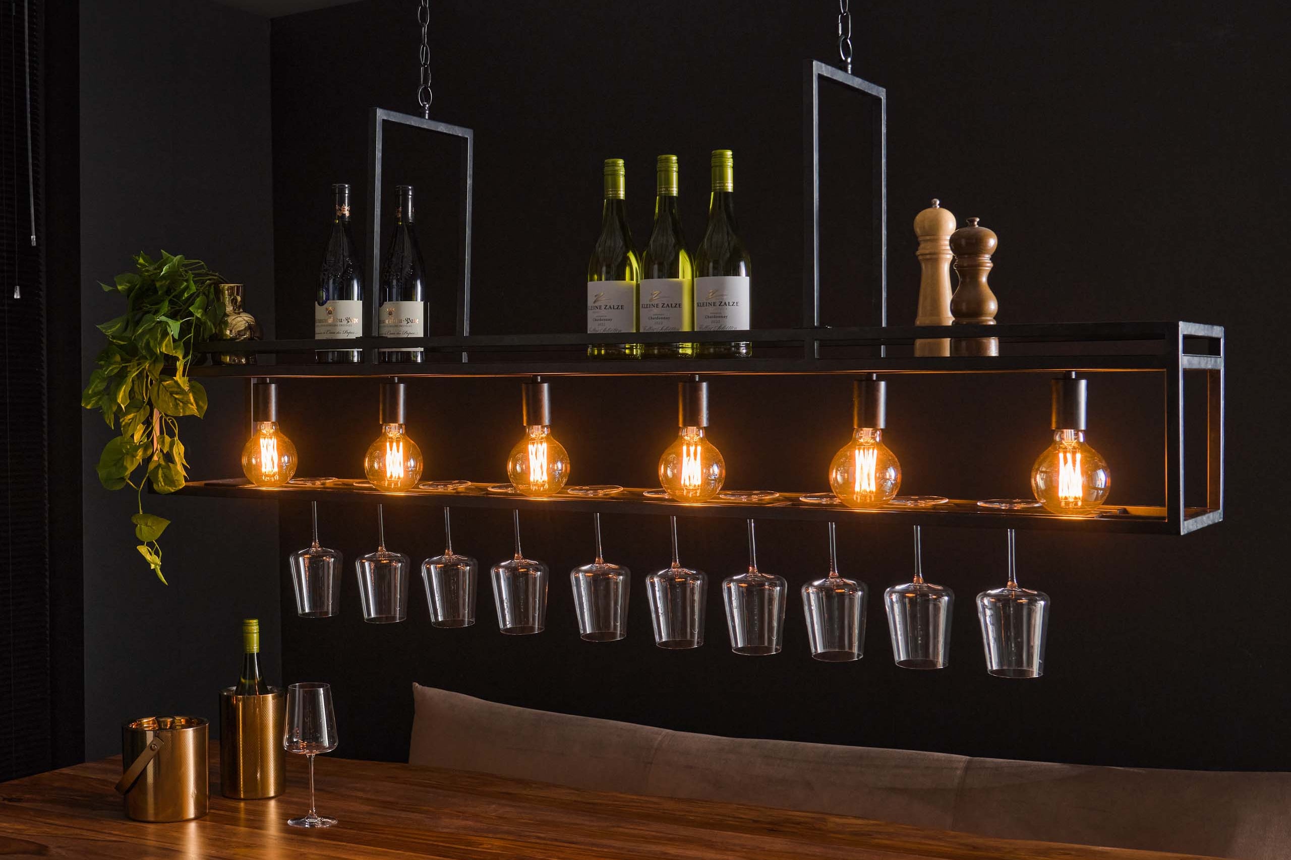 Hanglamp "Talor" – 6 fittingen met robuust metalen frame in steenkoolgrijs