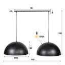 Hanglamp Elandra – 2 lampen met 60cm grote, koepelvormige lampenkappen in donkergrijs
