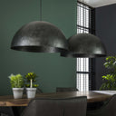 Hanglamp Elandra – 2 lampen met 60cm grote, koepelvormige lampenkappen in donkergrijs