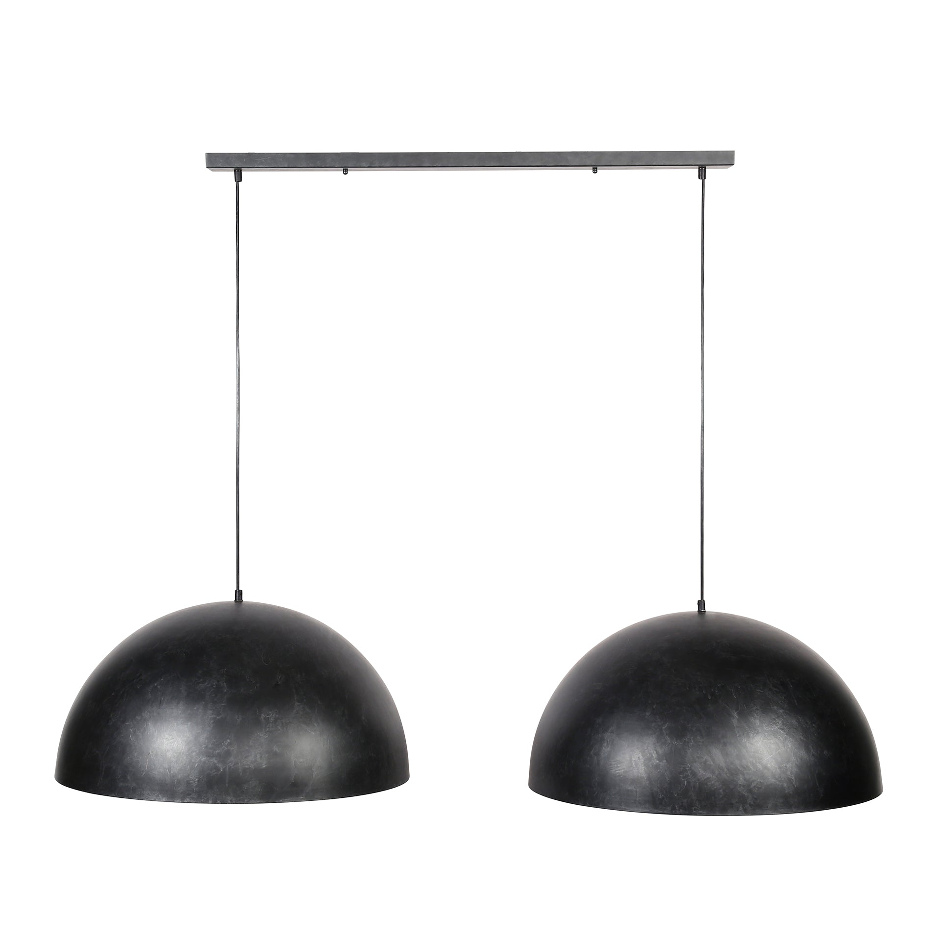 Hanglamp „Elandra“ – 2 lampen met 60 cm grote, koepelvormige lampenkappen in donkergrijs
