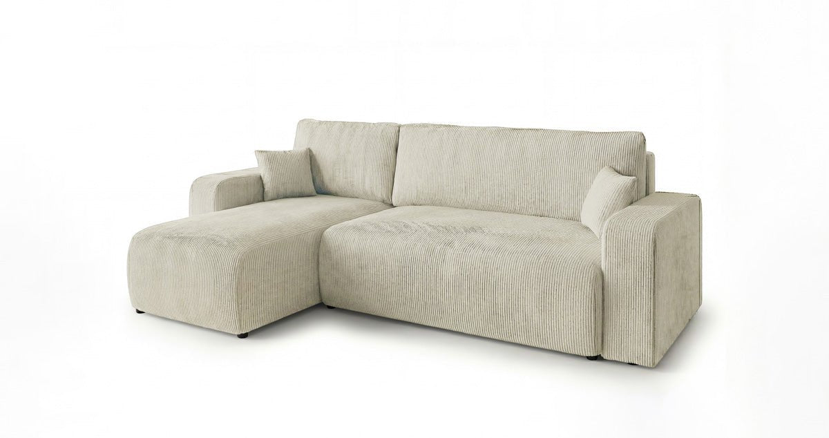 Designsofa Calva met slaap- en uitklapfunctie in Ribstof