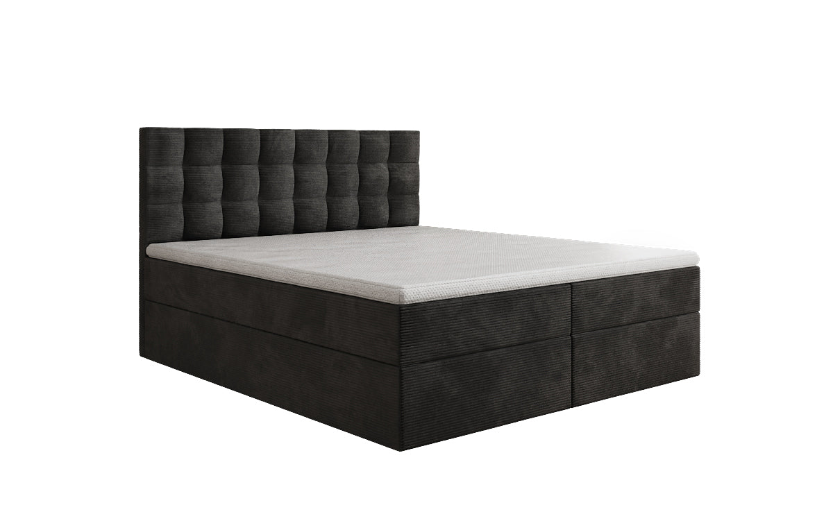 Boxspringbed Como in Ribstof met opbergruimte