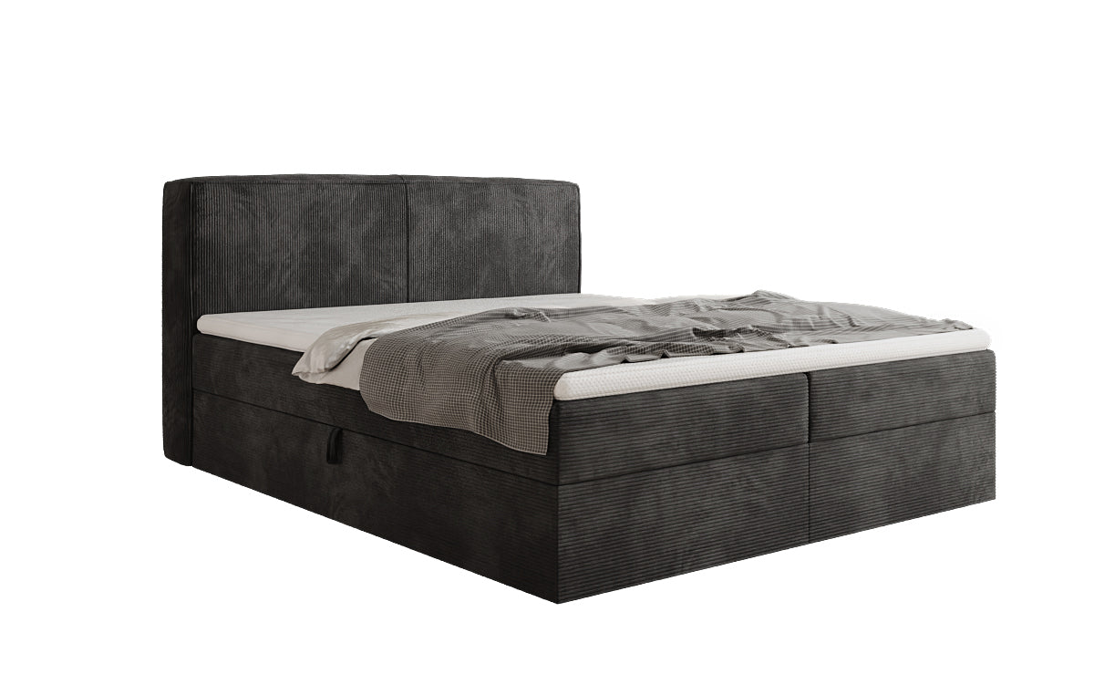 Boxspringbed Marea in Ribstof met opbergruimte