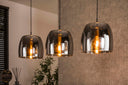 Hanglamp Cirella – 3 lampen met grote lampenkappen van chroomglas