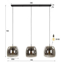 Hanglamp Cirella – 3 lampen met grote lampenkappen van chroomglas