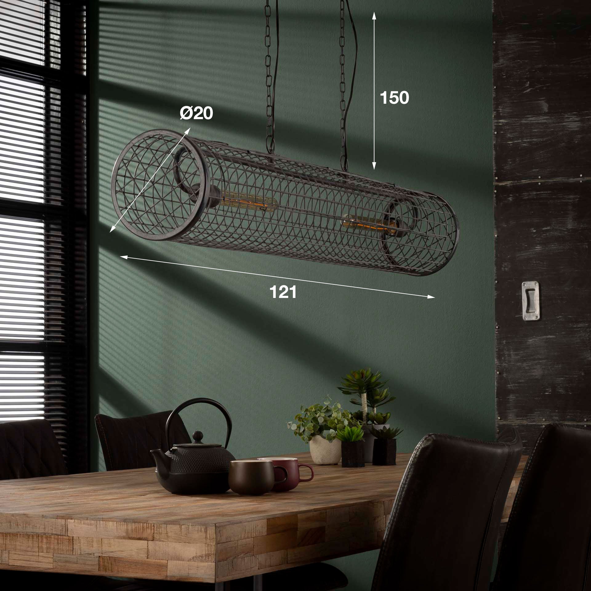 Hanglamp „Velanis“ – cilindervormige lamp in industrieel draadontwerp