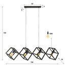 Hanglamp Orlis – 4 lampen gerangschikt in cube-design in Antraciet