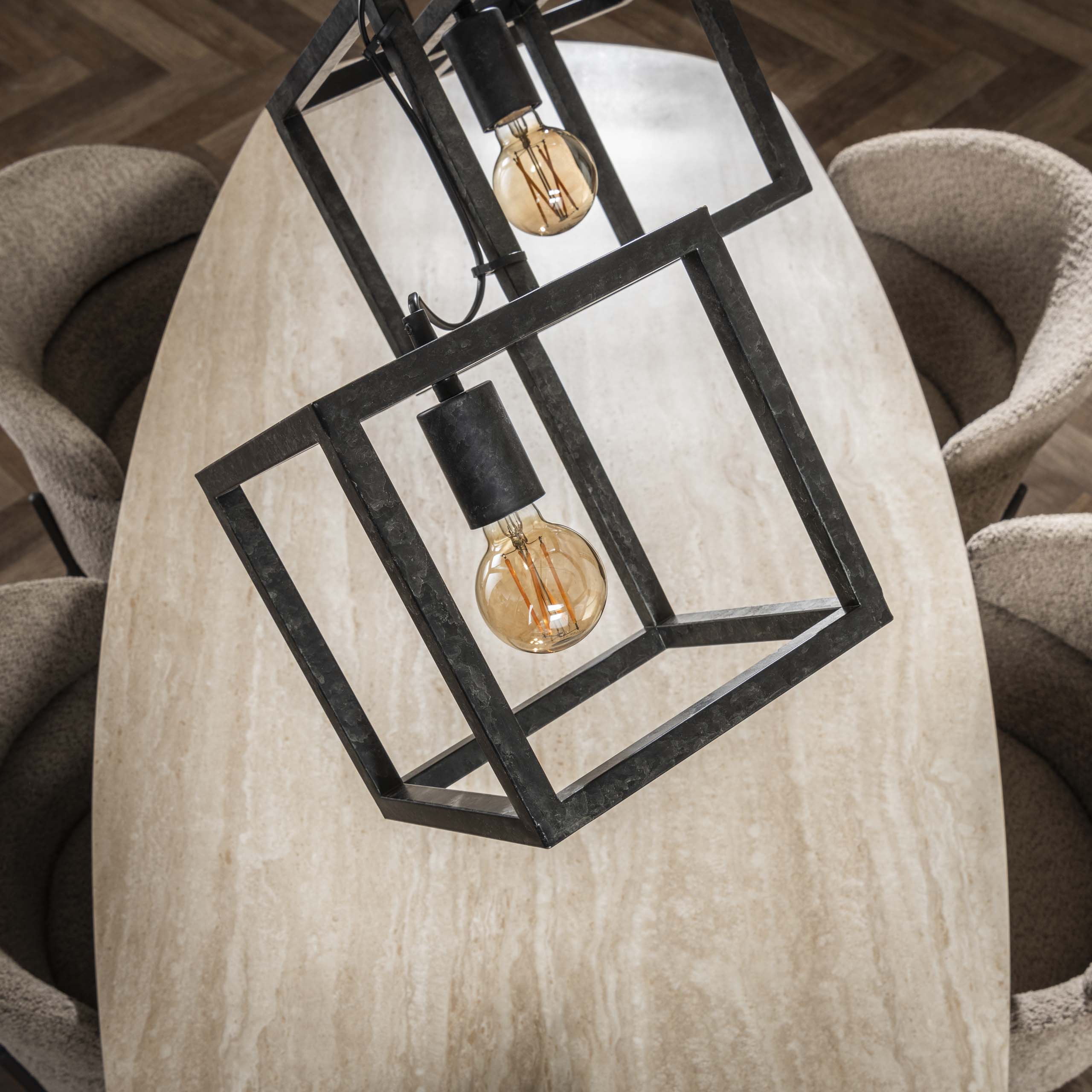 Hanglamp „Orlis“ – 4 lampen gerangschikt in een kubusontwerp in antraciet