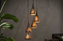 Hanglamp "Calira – Gelaagd met 5 geperforeerde lampenkappen van Metaal in Zwart-Bronze