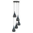 Hanglamp "Calira – Gelaagd met 5 geperforeerde lampenkappen van Metaal in Zwart-Bronze