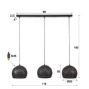 Hanglamp "Veloria – Met 3 geperforeerde bolvormige lampenkappen van Metaal in Zwart-Bronze