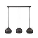 Hanglamp "Veloria – Met 3 geperforeerde bolvormige lampenkappen van Metaal in Zwart-Bronze