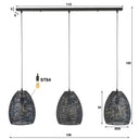 Hanglamp "Lumeya – Met 3 geperforeerde, handgemaakte lampenkappen van Metaal in Zwart-Bronze