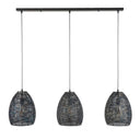 Hanglamp "Lumeya – Met 3 geperforeerde, handgemaakte lampenkappen van Metaal in Zwart-Bronze