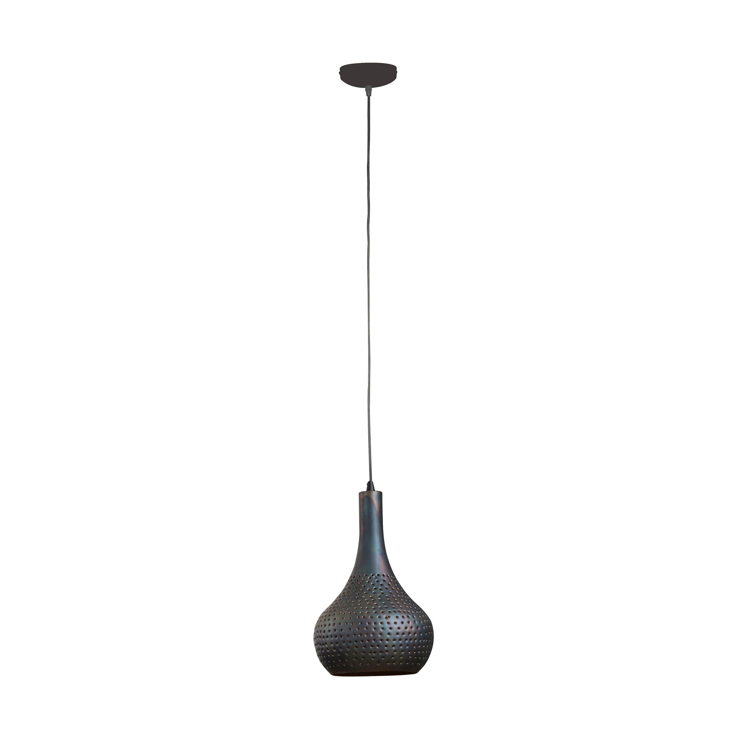 Hanglamp "Nolira" – Kegelvormige, met de hand geperforeerde lampenkap in zwartbruin