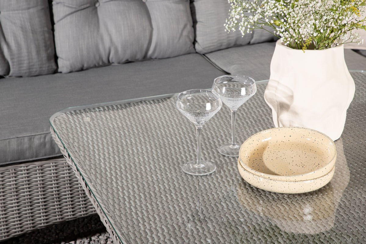 Tuin Loungeset Samui – van aluminium & polyrattan met glazen salontafel
