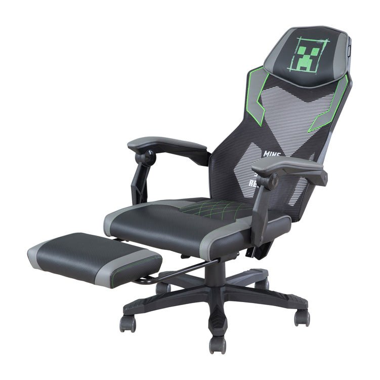 Minecraft Gaming-stoel „Creeper“ – met beensteun, schommelmechaniek & hoogteverstelling